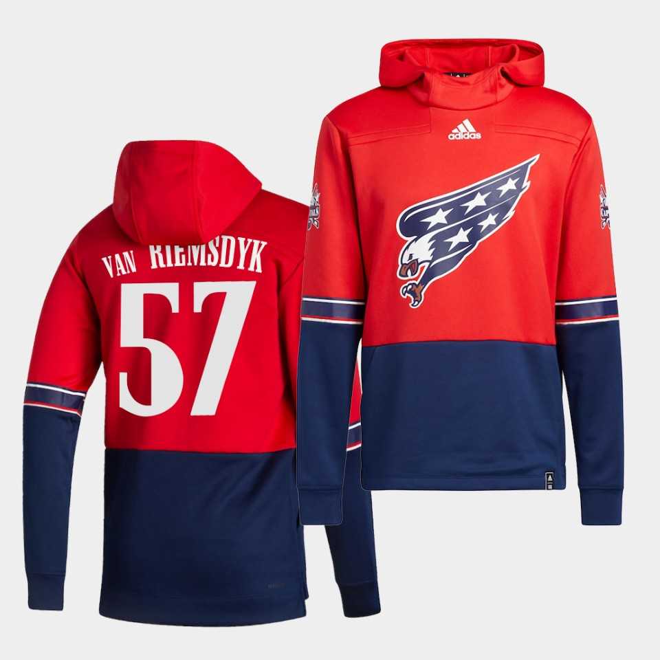 Men Washington Capitals 57 Van riemsdyk Red NHL 2021 Adidas Pullover Hoodie Jersey